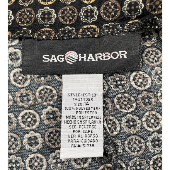 VTG Sag Harbor Skirt 14 Black Brown Mandala Floral Flare Hem FairyGrunge y2k 90s - Picture 4 of 13